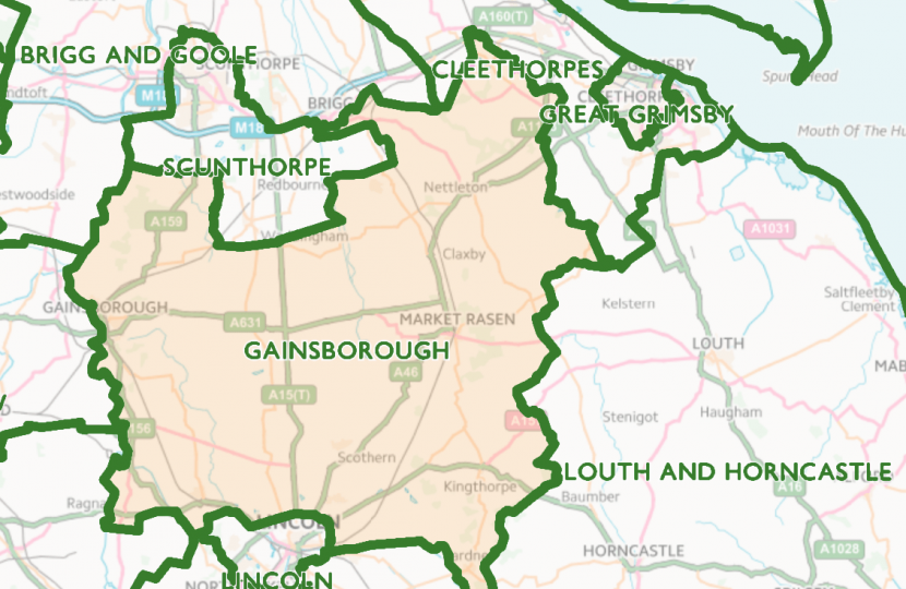 Map of the Gainsborough Constituency (c) Crown Copyright