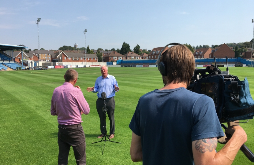 Sir Edward Leigh is interviewed by BBC Look North at the club